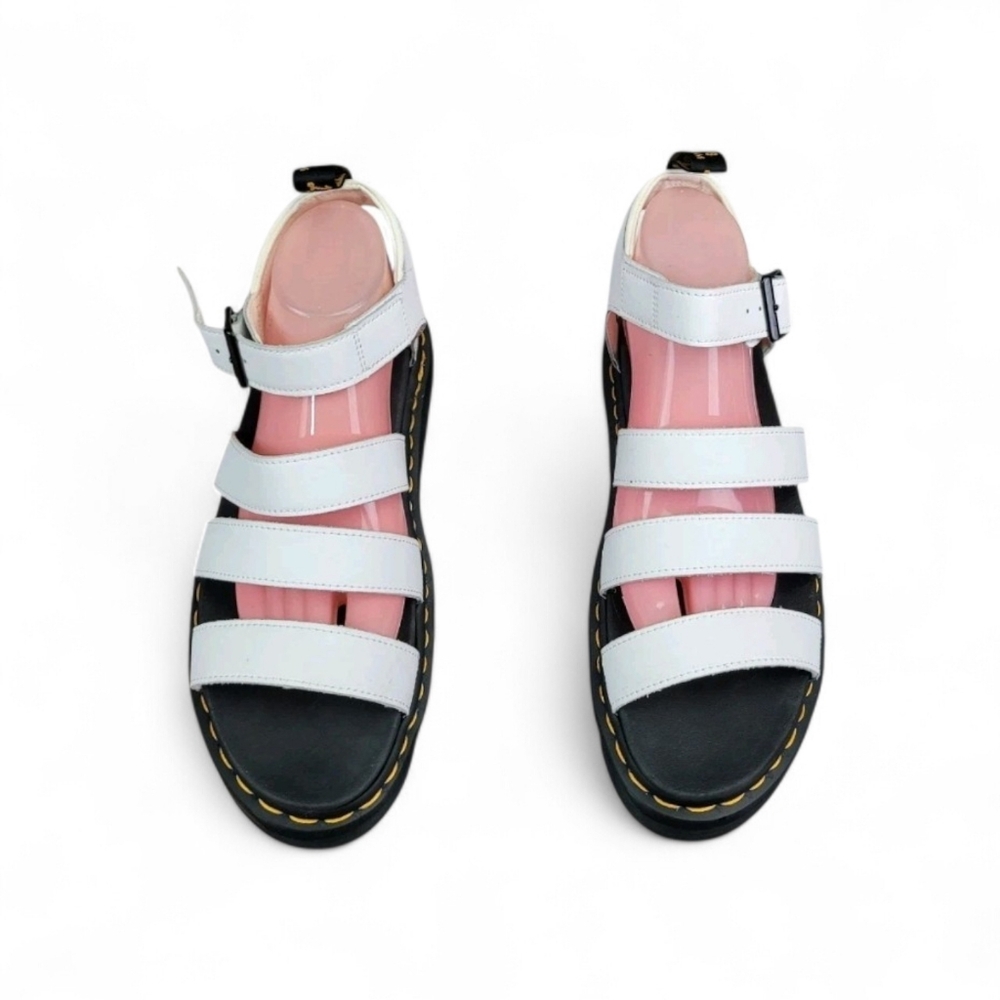 Dr Martens Blaire Womens Sandals Size 10 White Leather Platform Chunky Strappy